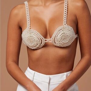 Fashion Nova Pearl Embellished Bra